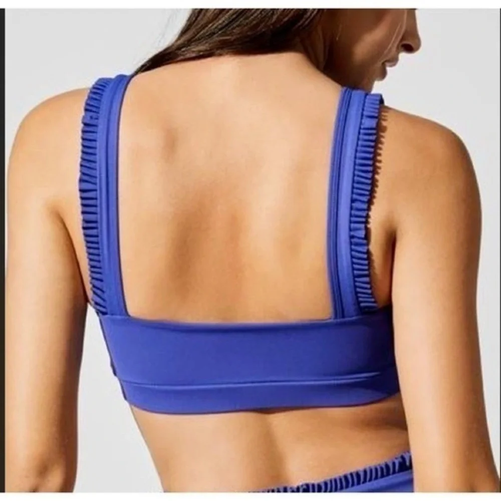 Celestine Sports Bra‎ L Blue Athleisure Strappy Support Active Training Bralette - Picture 3 of 10
